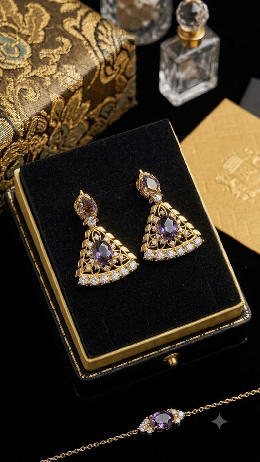 Luxury Gold-Tone CZ Designer Drop Earrings for Women | Party Wear (BR250)