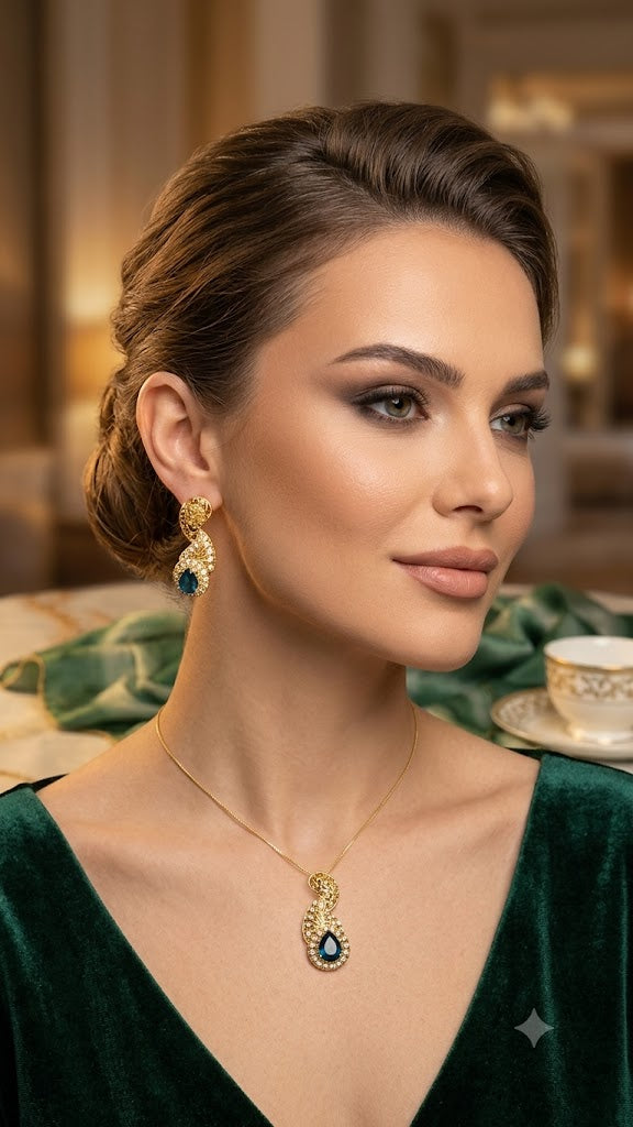 Designer Gold Plated Pendant & Earrings Set for Women (BR250)