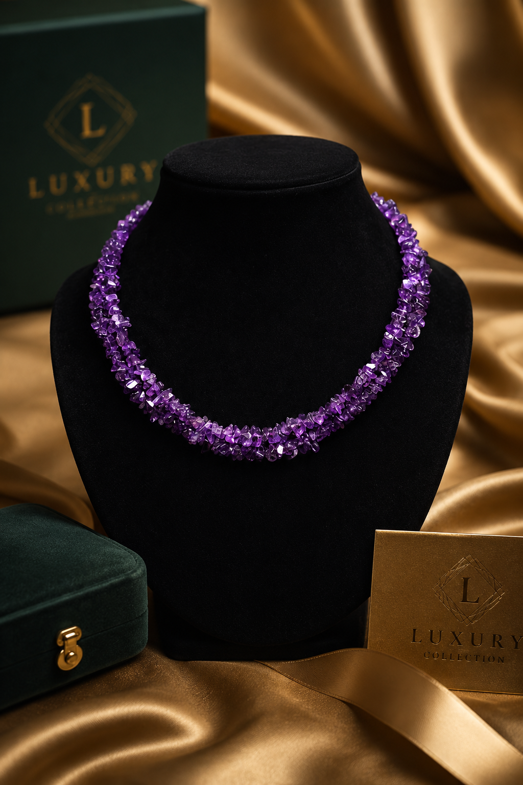 Amethyst Uncut Mala 35 Inches | Natural Crystal Healing Necklace