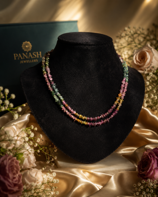 Multi Tourmaline Uncut Mala 35 Inches | Natural Crystal Healing Mala