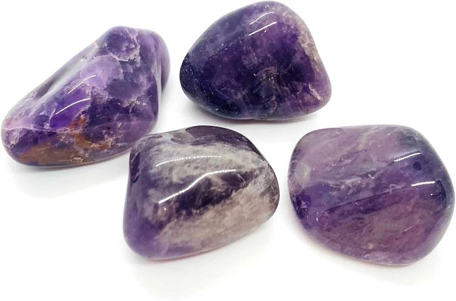 Natural Amethyst Medicine Crystal Tumbles for Healing & Positivity 4 Piece