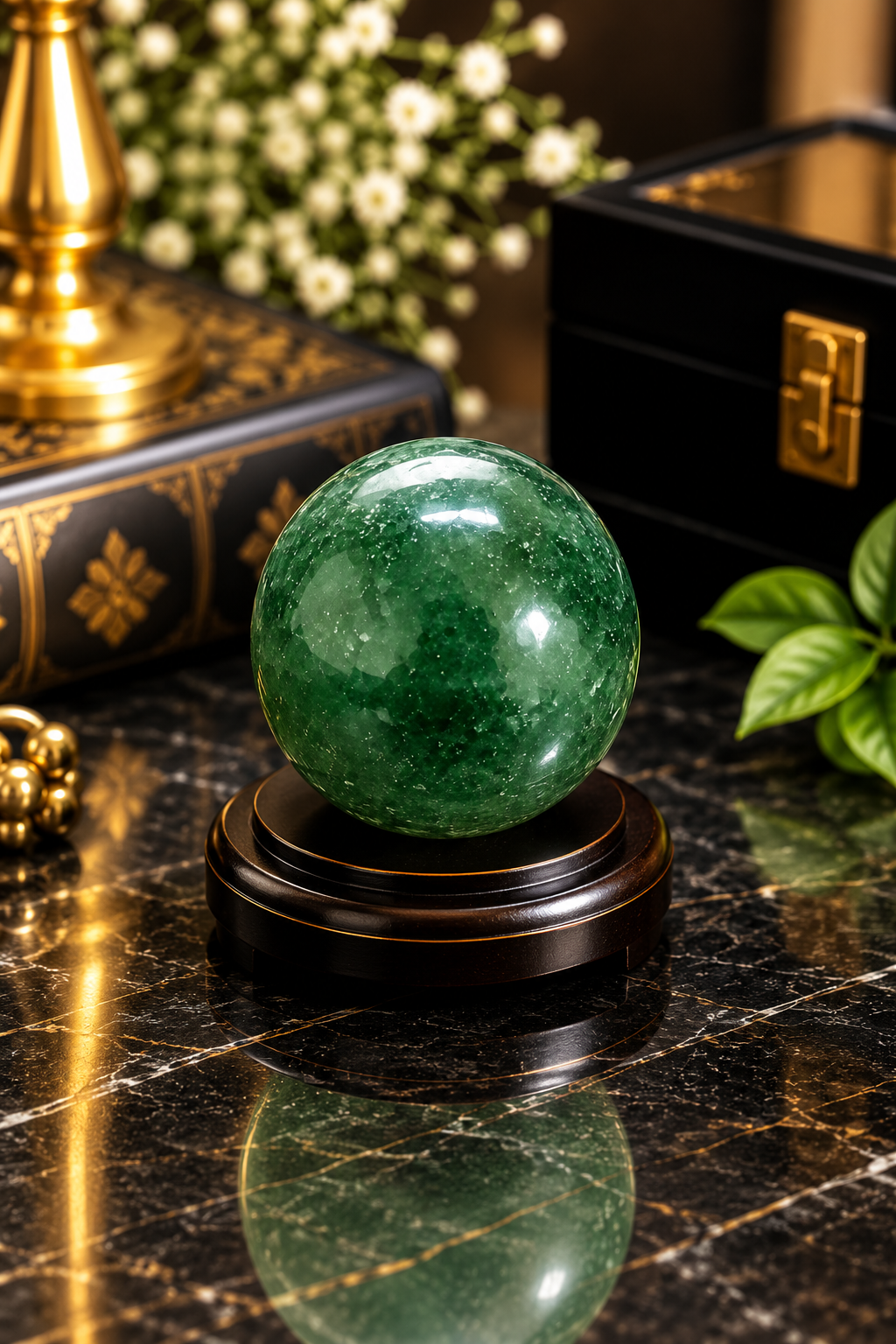 Natural Green Aventurine Crystal Ball | Polished Green Aventurine Sphere for Luck, Prosperity & Growth 38 gram