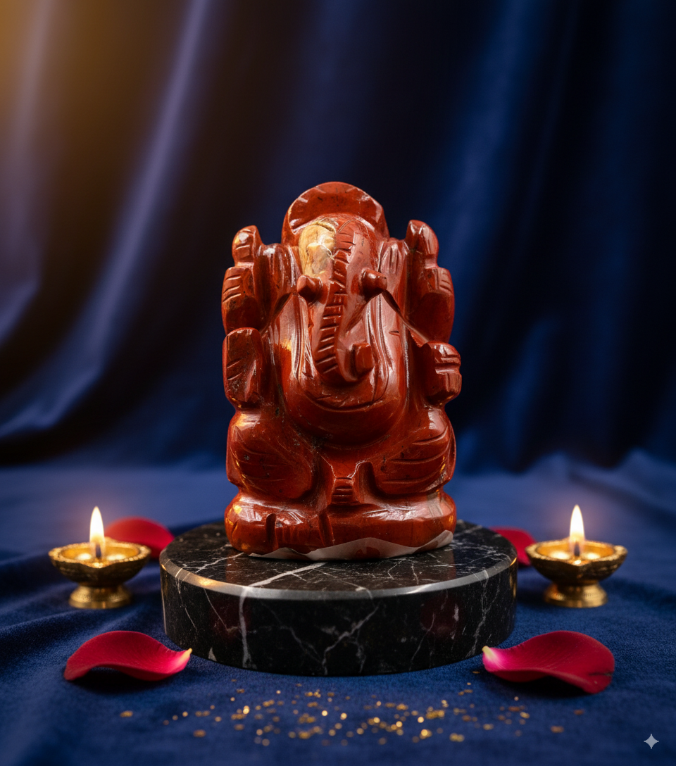 Red Jasper Ganesha Idol | Natural Red Jasper Ganesh Statue