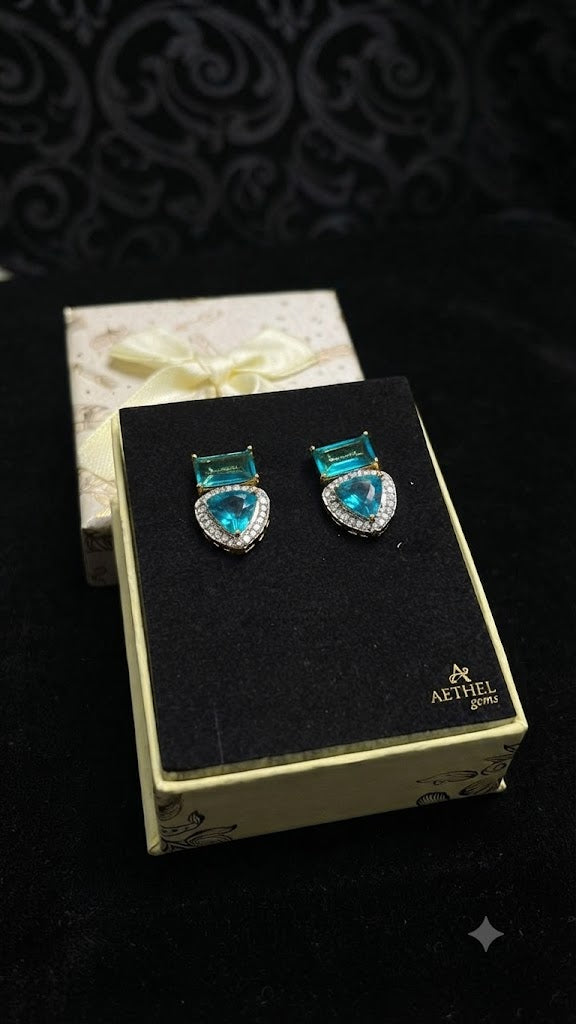 Luxury Blue CZ Drop Earrings for Women | Designer Party Jewelry