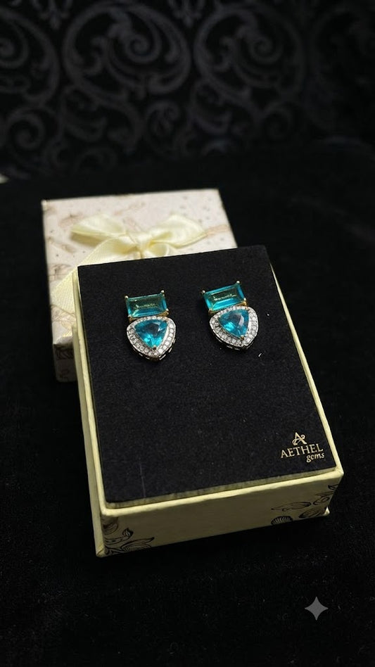 Luxury Blue CZ Drop Earrings for Women | Designer Party Jewelry
