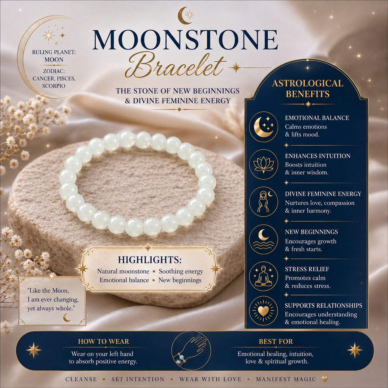Moonstone Bracelet (8 mm)