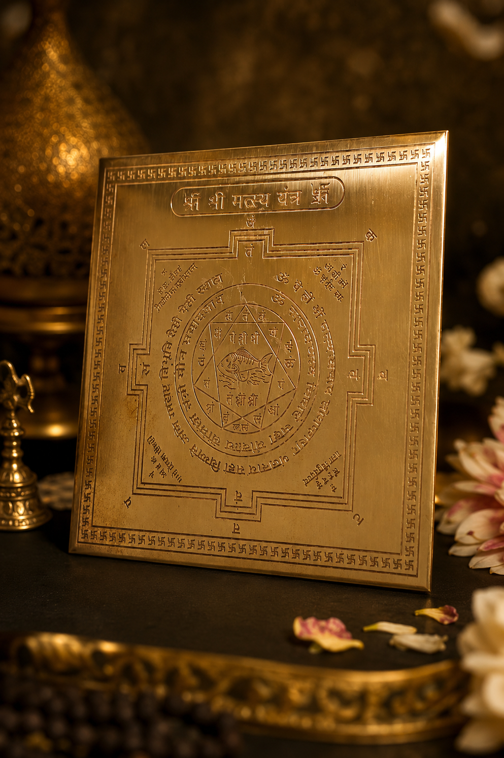 Matsya Yantra Plate for Protection, Prosperity & Vastu Harmony