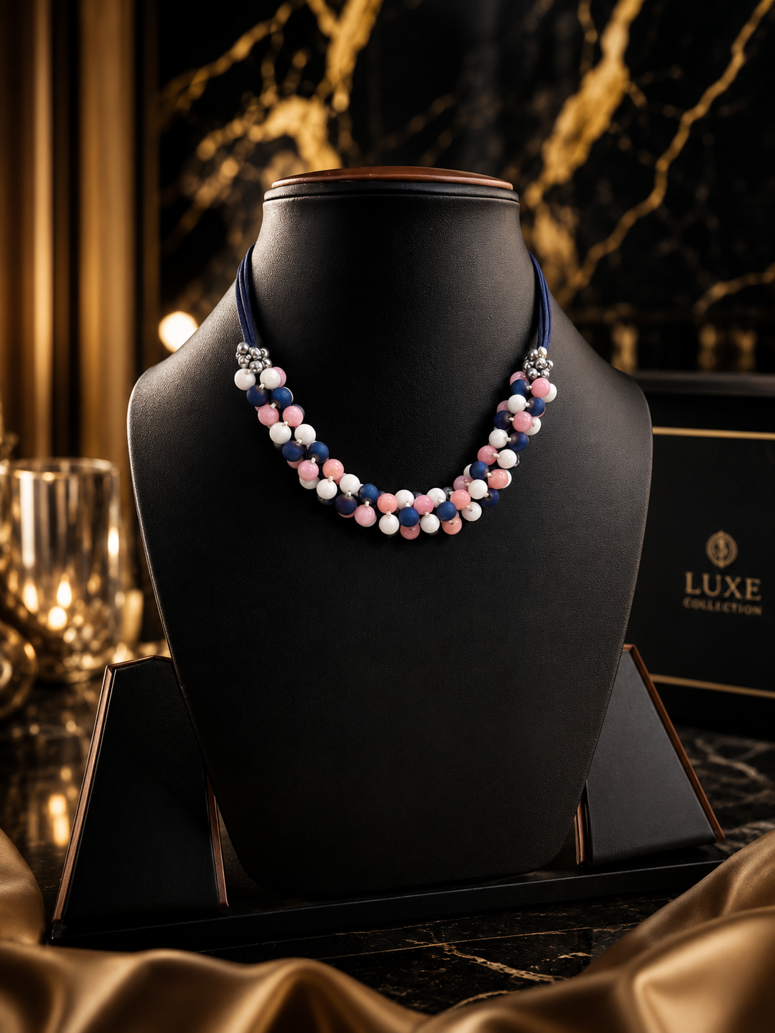 Pastel Double-Strand Fancy Beads Necklace for Women | Handmade Ethnic & Contemporary Jewelry