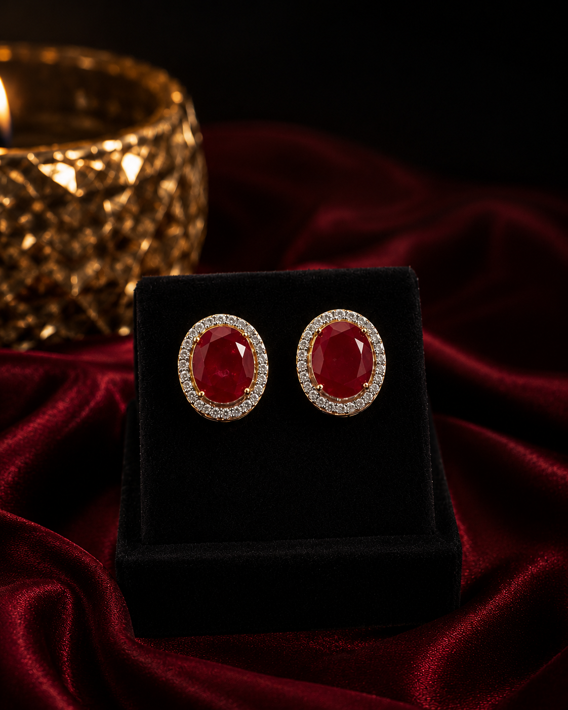 Fancy Designer Red Stone Ear Studs for Women | Elegant Fashion Jewelry Earrings (BR120)