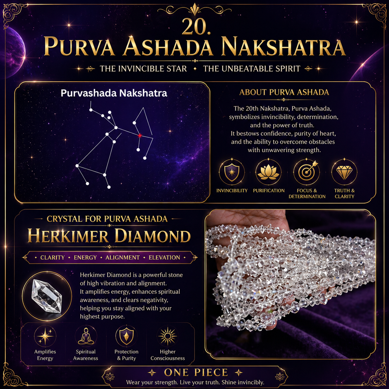 20. Purva Ashada Nakshatra Crystal | Herkimer Diamond
