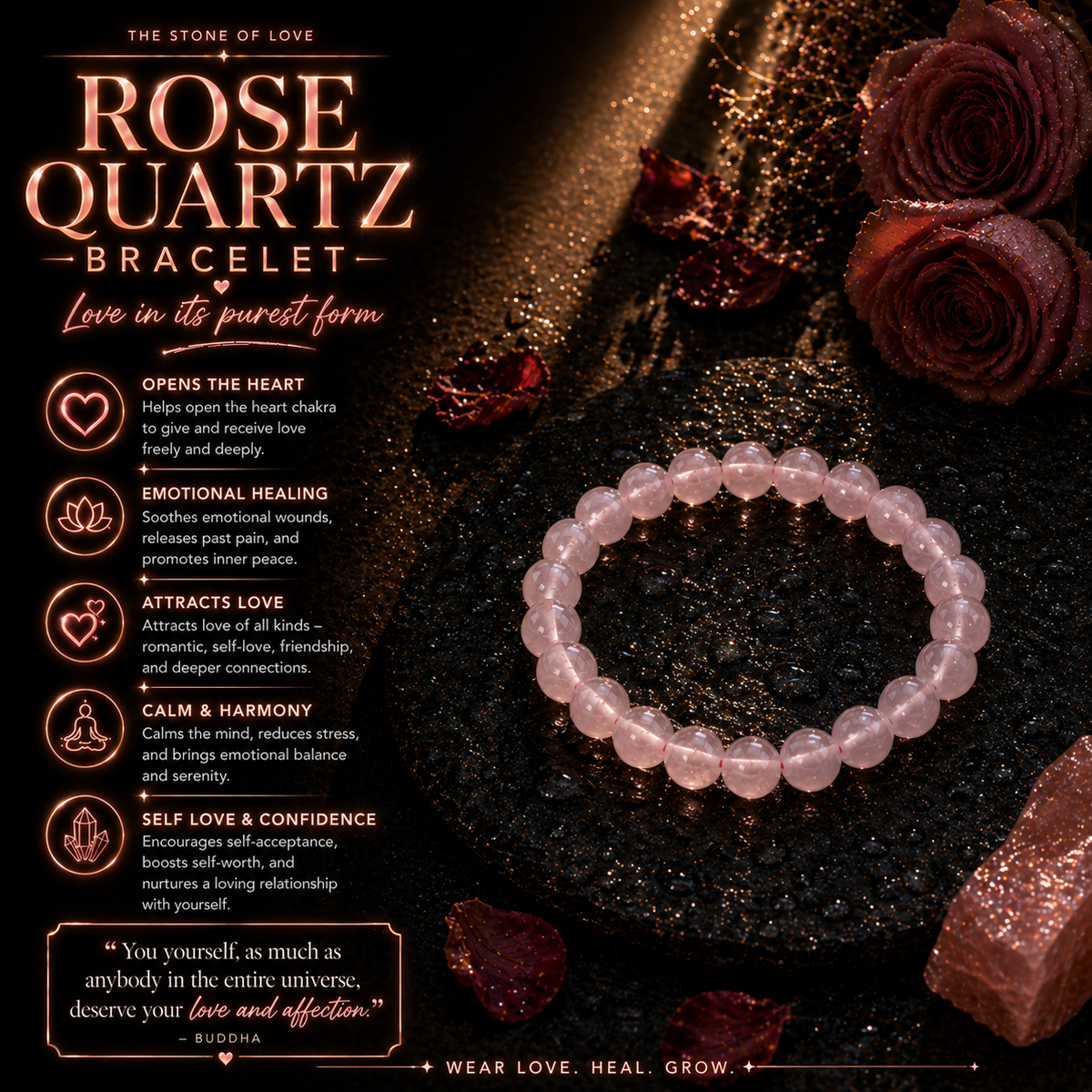 Rose Quartz Bracelet 8 MM Size