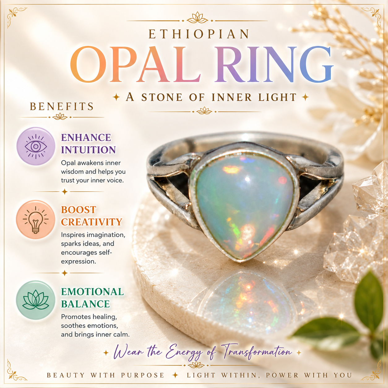 Ethiopian Opal 925 Sterling Silver Gemstone Elegant Ring ~ Natural Stone ~ Handmade Jewelry ~October Birthstone ~