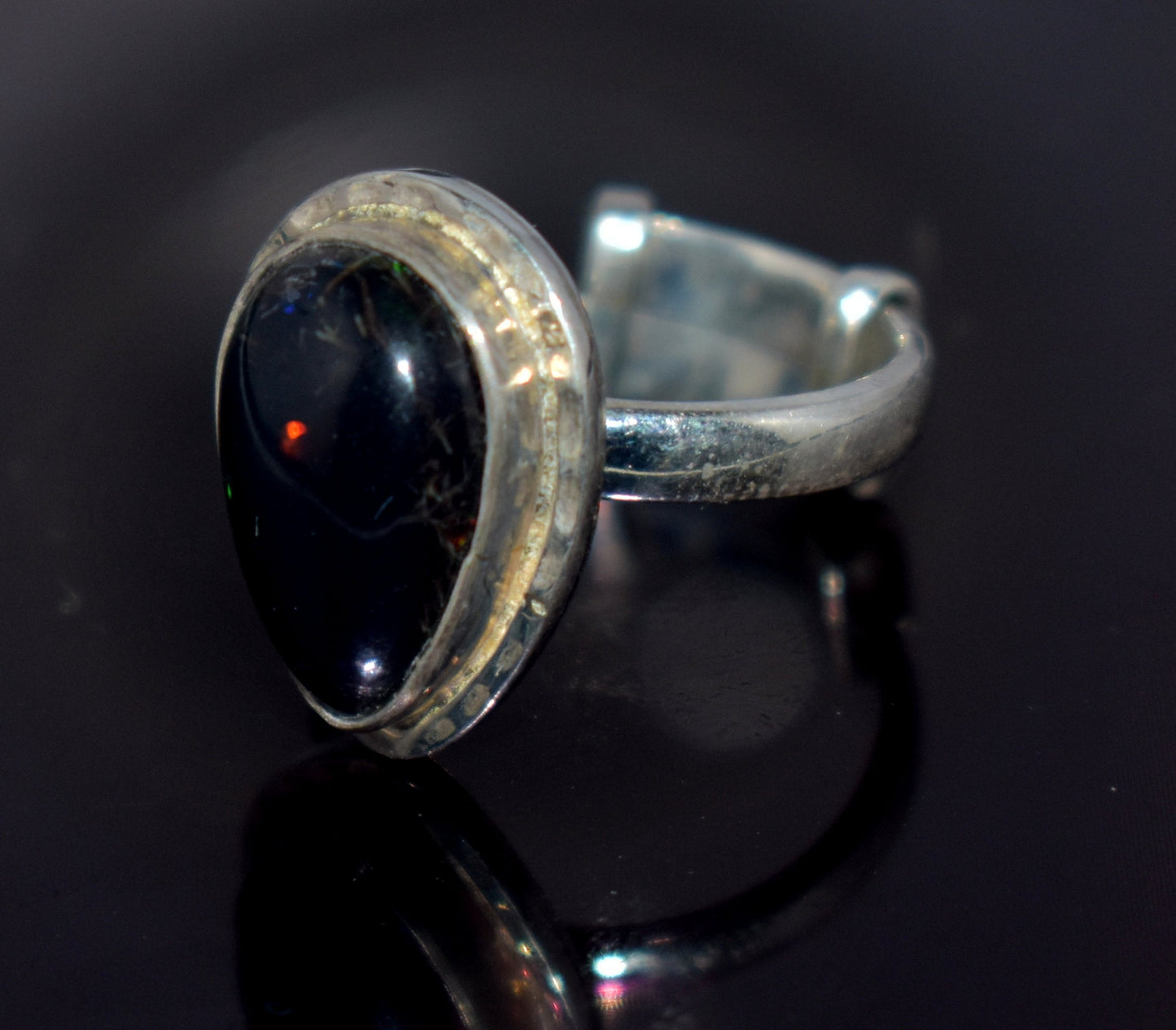 Black Ethiopian Opal 925 Sterling Silver Gemstone Ring ~ Handmade Jewelry ~October Birthstone ~ {4.4 Gram}