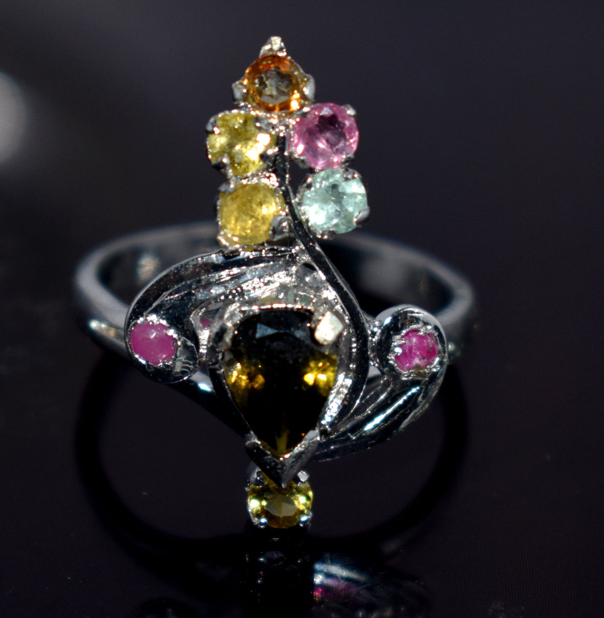 Genuine Tourmaline Silver Ring | Handmade Tourmaline Band | October Birthstone | Tourmaline Jewelry
