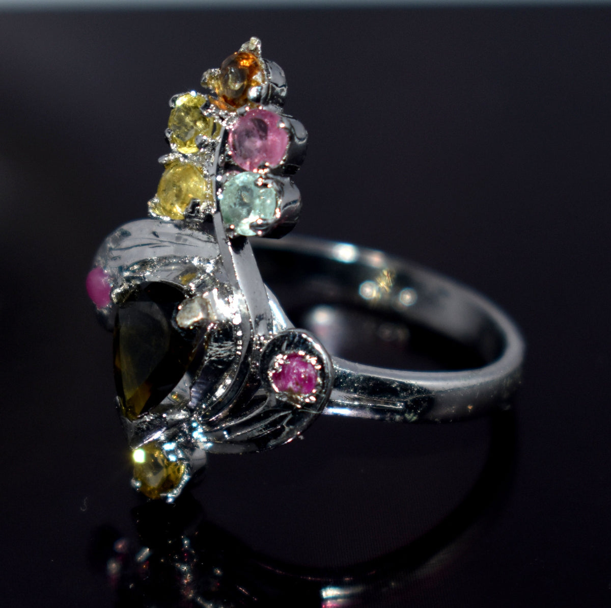 Genuine Tourmaline Silver Ring | Handmade Tourmaline Band | October Birthstone | Tourmaline Jewelry