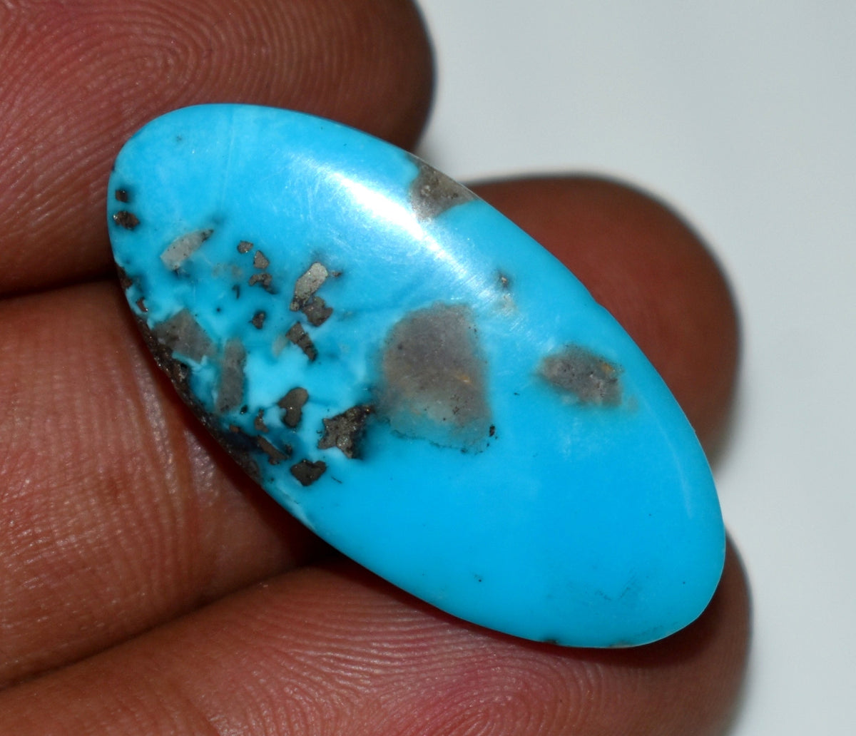 Beautiful Irani Turquoise {Firoza} Cabochon Gemstone, {Weight- 27.30 Carat}, Size-15x30x9mm