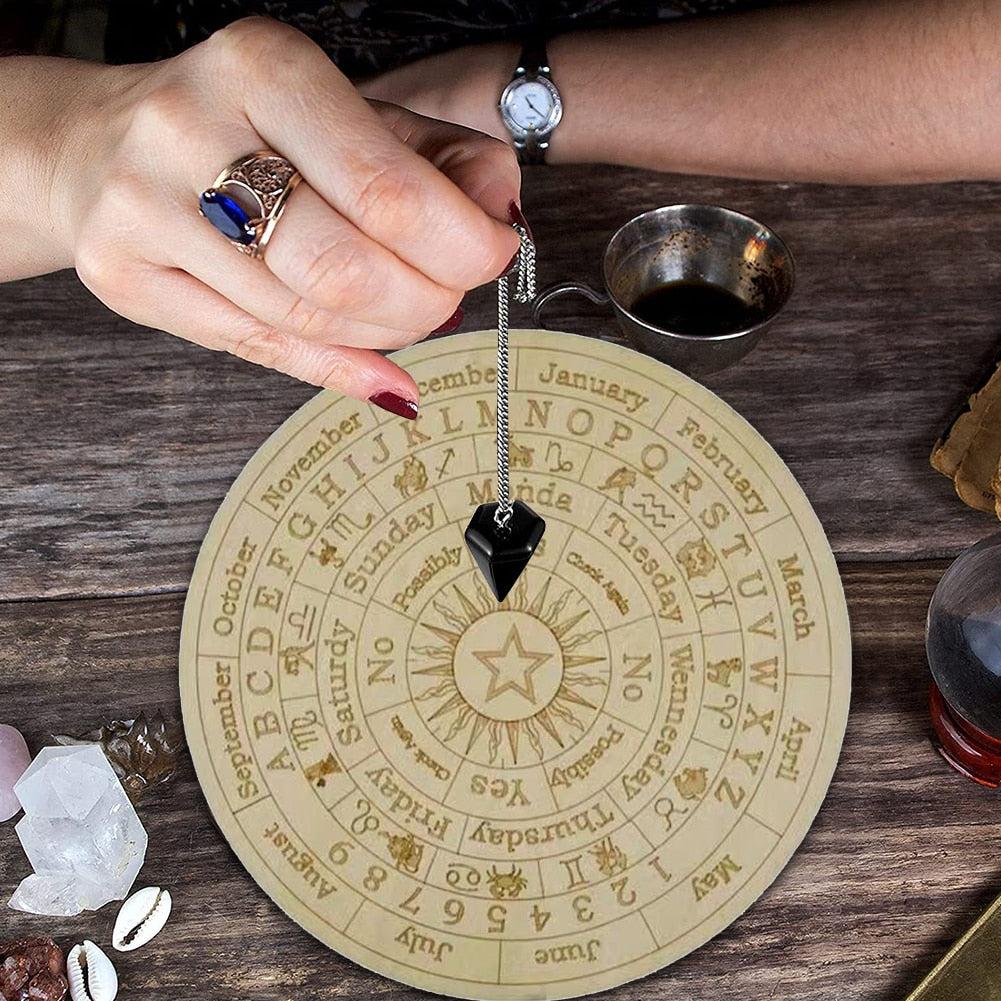 Wooden Dowsing Board Zodiac Divination Tool for Guidance