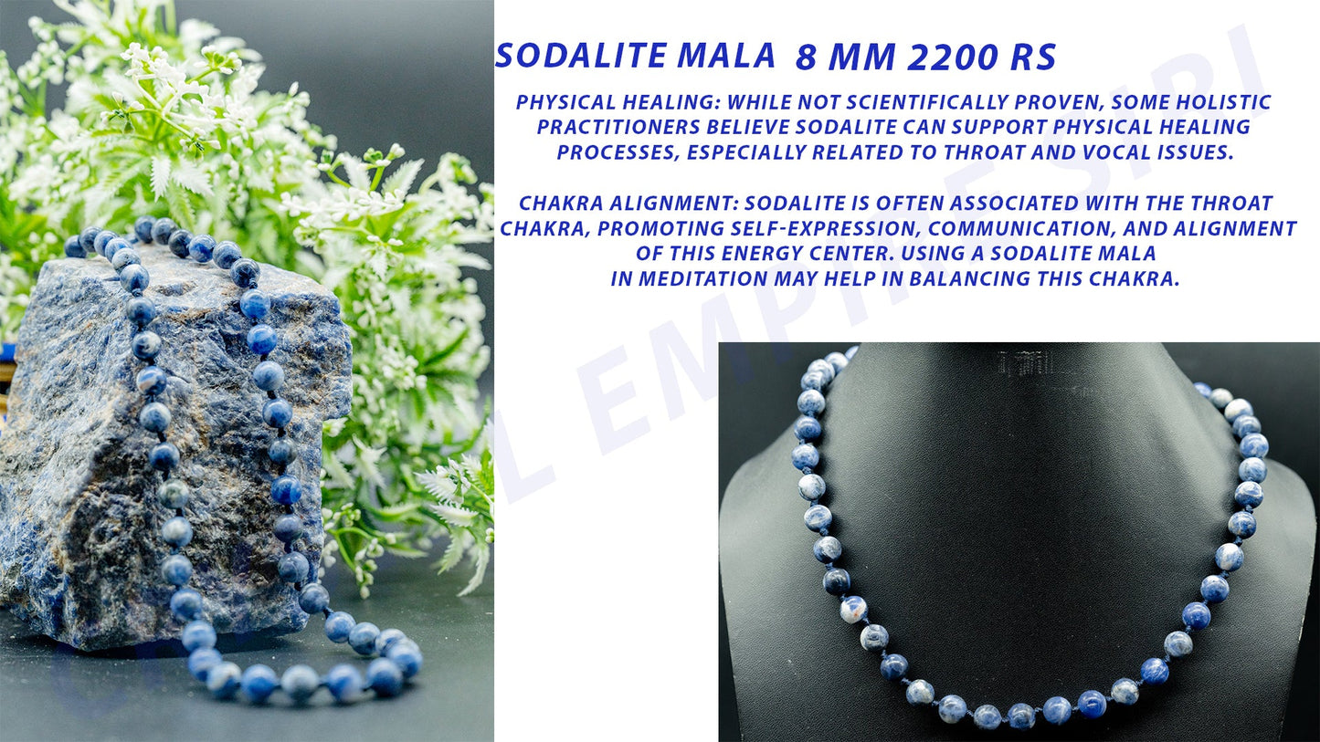 Sodalite Knotted 28 Inches Mala | Calm Mind & Spiritual Balance