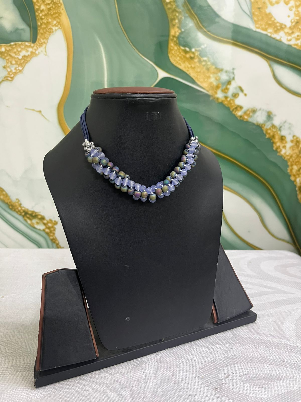 Handcrafted Blue Fancy Beads Necklace for Women | Elegant Ethnic & Contemporary Jewelry