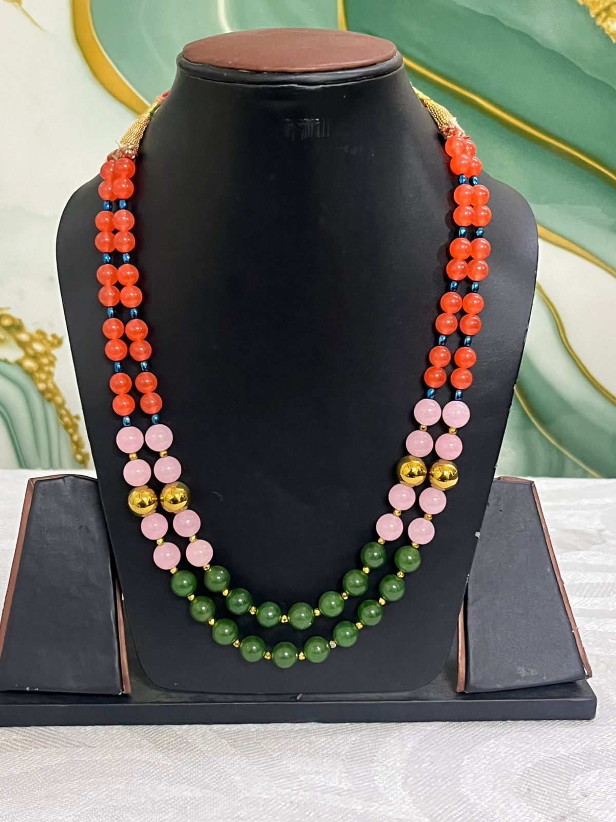 Luxury Multicolor Beaded Statement Necklace – Double Strand Fashion Jewelry