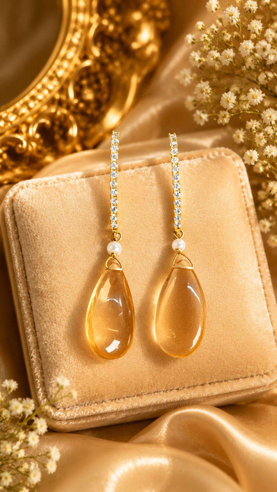 Luxury Gold Tone Pearl Drop Earrings for Women | Designer Jewelry (BR150)