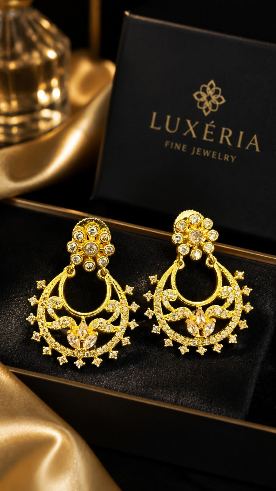 Gold-Tone Designer Chandbali Earrings for Women | Ethnic Jewelry (BR150)