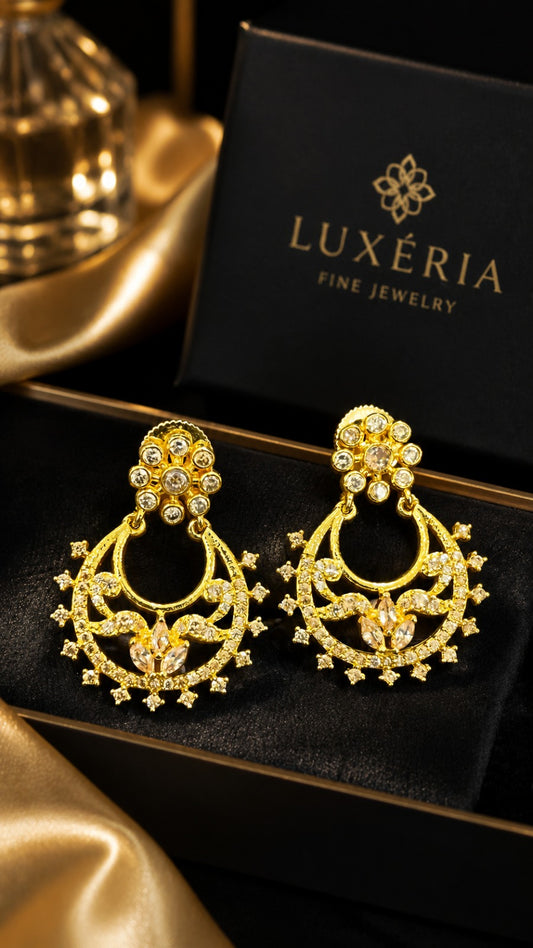 Gold-Tone Designer Chandbali Earrings for Women | Ethnic Jewelry (BR150)