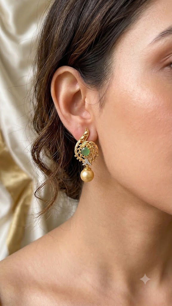 Vintage Pearl Drop Earrings for Women | Designer Gold-Tone Jewelry (BR150)