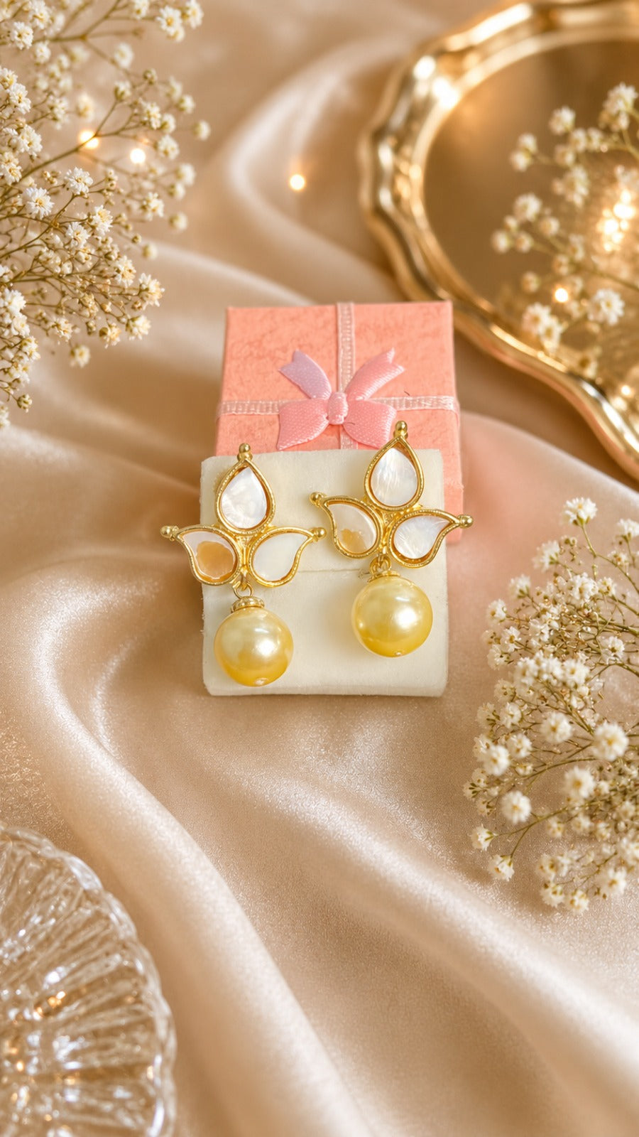Luxury Pearl Drop Earrings for Women | Elegant Gold Designer Jewelry (BR150)