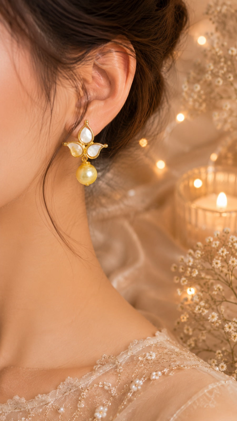 Luxury Pearl Drop Earrings for Women | Elegant Gold Designer Jewelry (BR150)