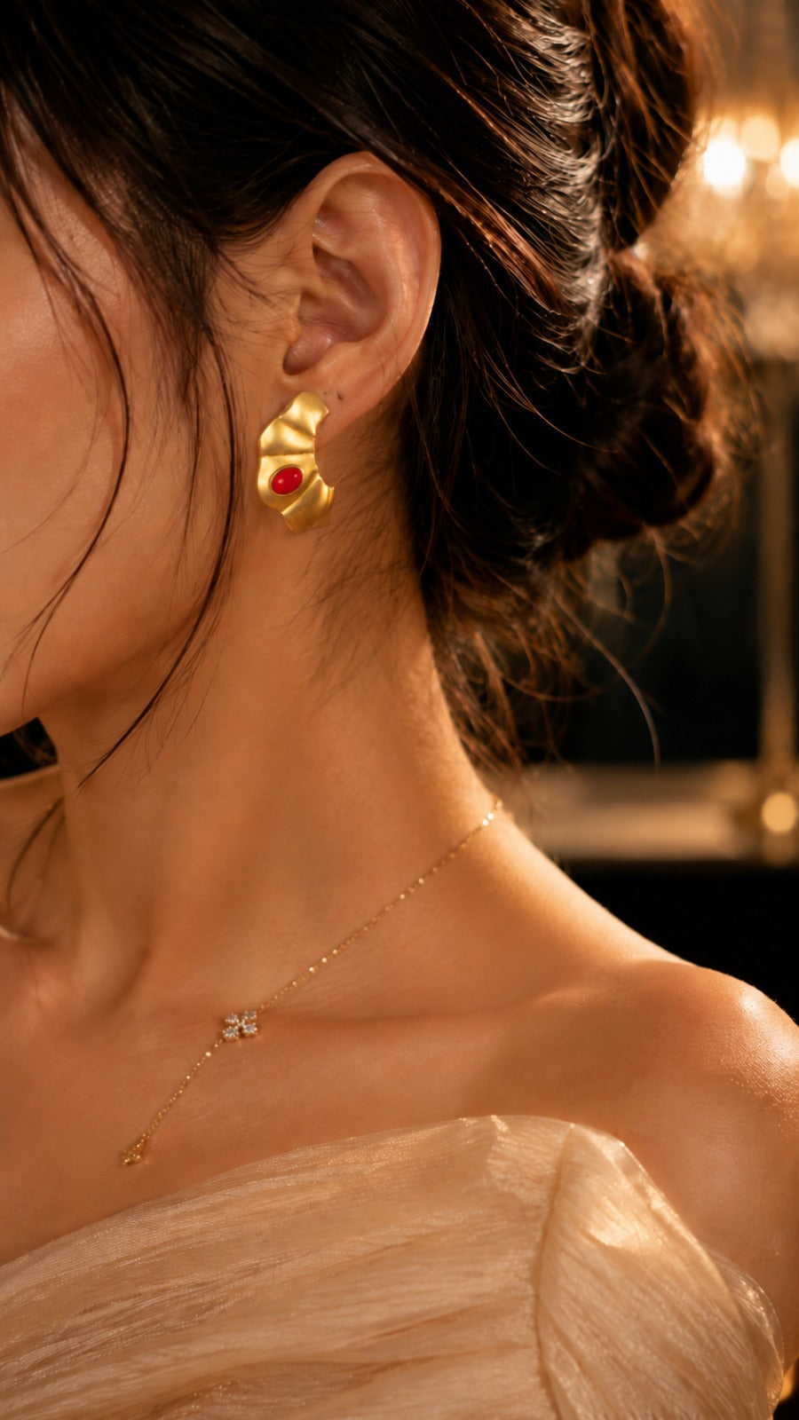 Luxury Gold-Tone Statement Earrings for Women | Designer Ear Studs (BR150)