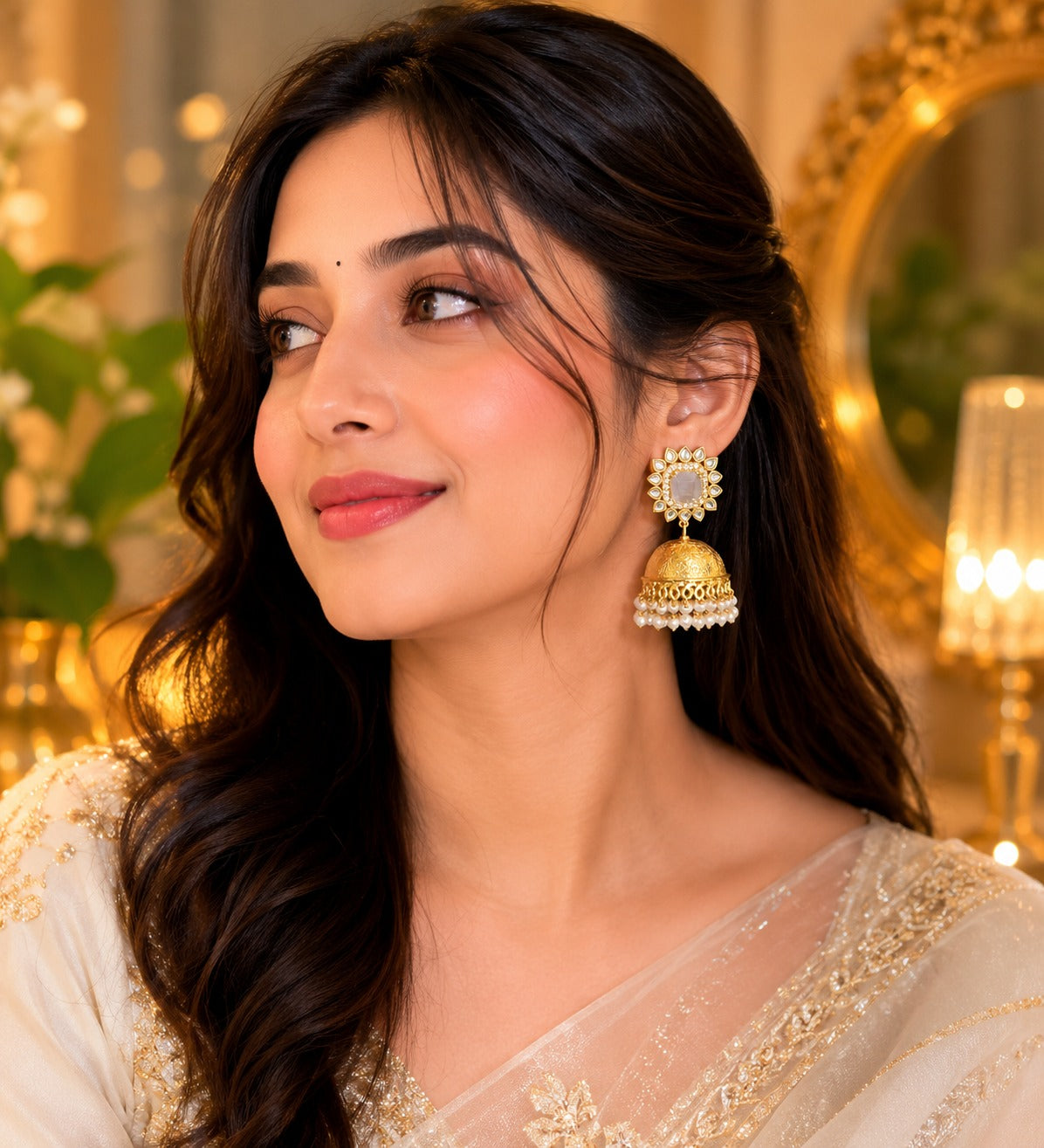 Traditional Gold Plated Pearl Jhumka Earrings for Women & Girls (BR300)