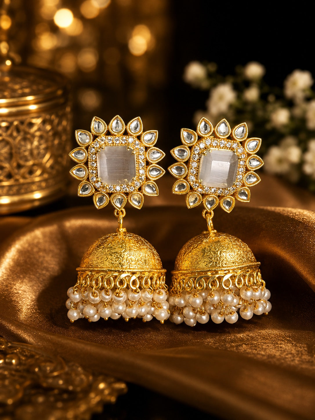 Traditional Gold Plated Pearl Jhumka Earrings for Women & Girls (BR300)