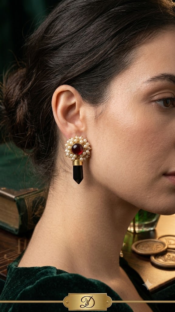 Luxury Pearl & Gold Statement Earrings for Women | Vintage Style (BR300)