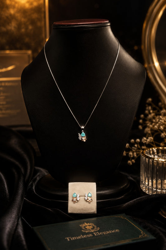 Designer Silver Pendant & Earring Set | Party Wear Jewelry | Without Chain | 3.77g | NT-9
