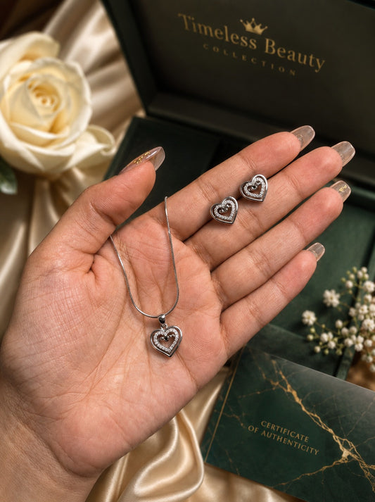Designer Silver Pendant & Earring Set | Party Wear Jewelry | Without Chain | 2.69g | NT-10