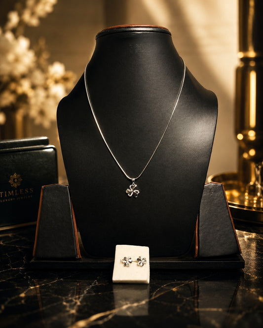 Silver Pendant & Earring Set | Party Wear Jewelry | Without Chain | 3.28g | NT-11