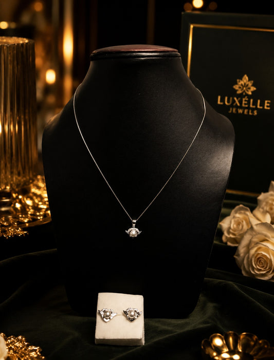 Silver Pendant & Earring Set | Party Wear Jewelry | Without Chain | 3.41g | NT-12