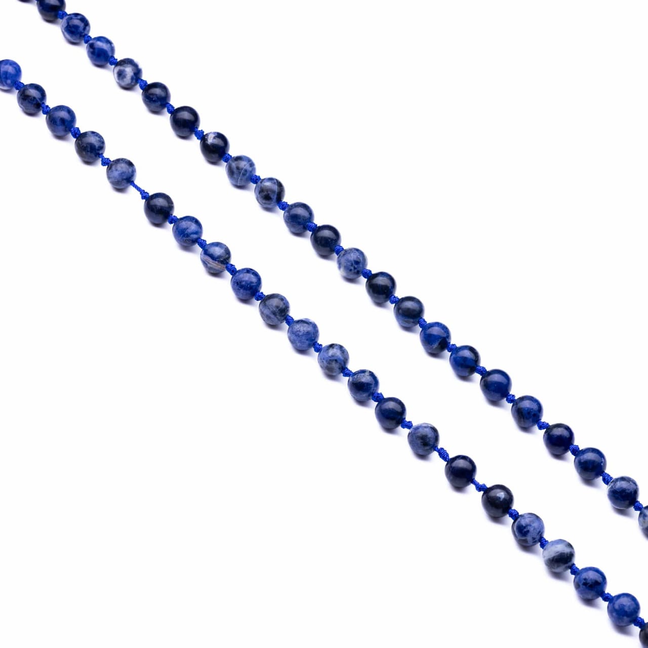 Sodalite Knotted 28 Inches Mala | Calm Mind & Spiritual Balance