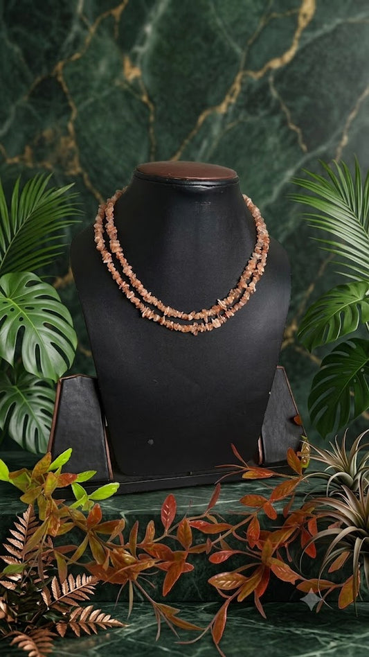 Sunstone Uncut Mala 35 Inches Natural Crystal Healing Necklace