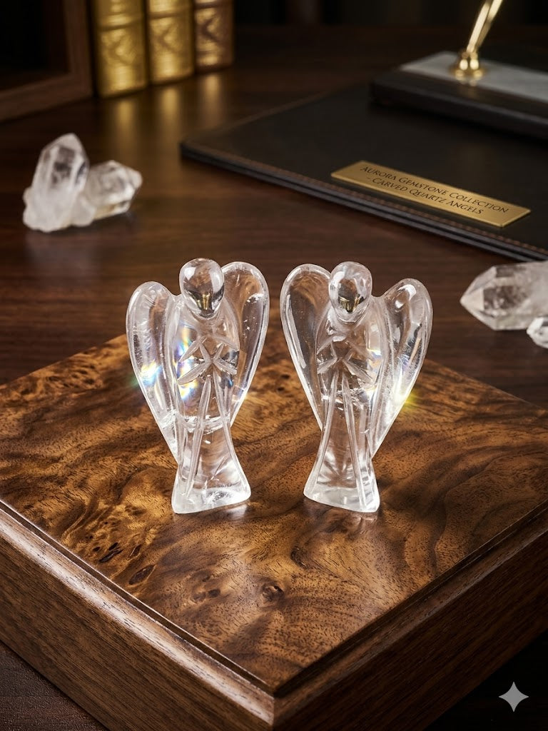 Crystal Quartz Angel for Healing, Protection & Positive Energy 2 Inches Size