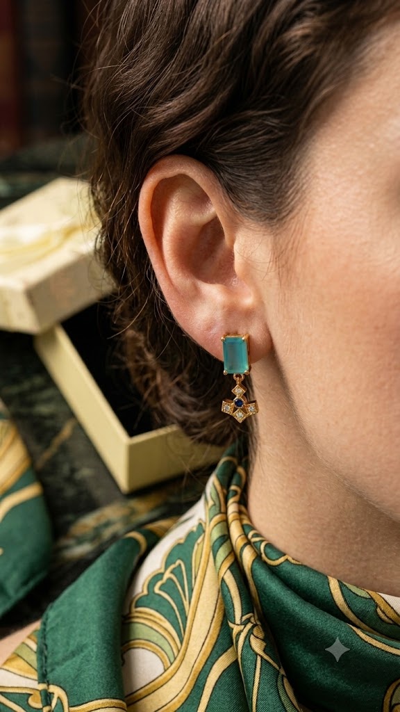 Luxury Blue Designer Drop Earrings for Women | Gold Finish (BR125)