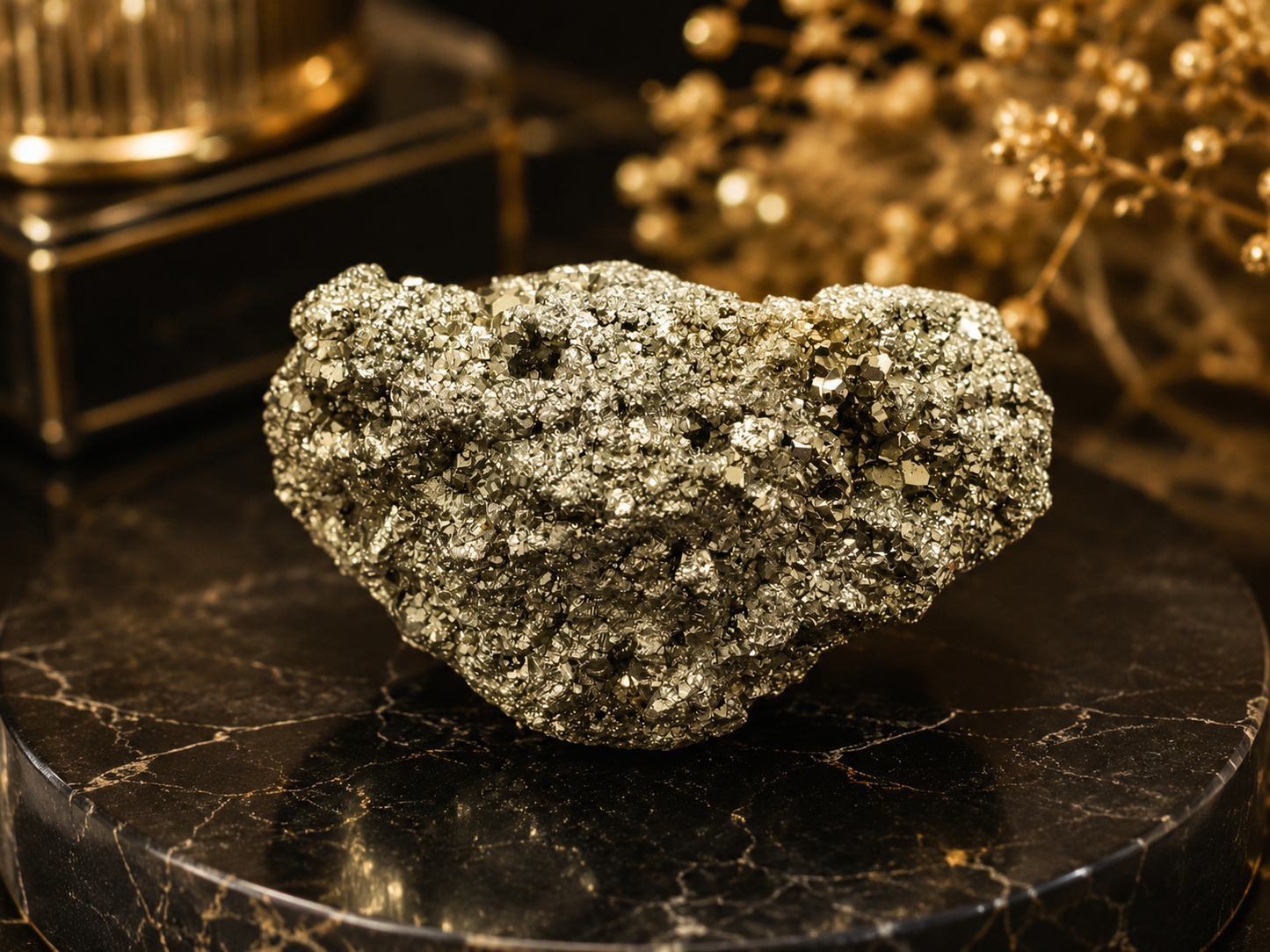 Natural Pyrite Crystal Cluster – Raw Golden Pyrite Stone for Home & Office Décor 200 Gram