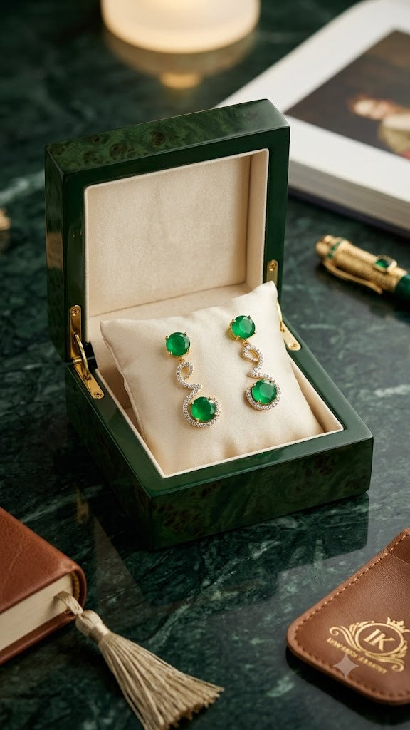 Designer Green Stone Drop Earrings | Gold Plated Fashion Earrings for Women (BR250)