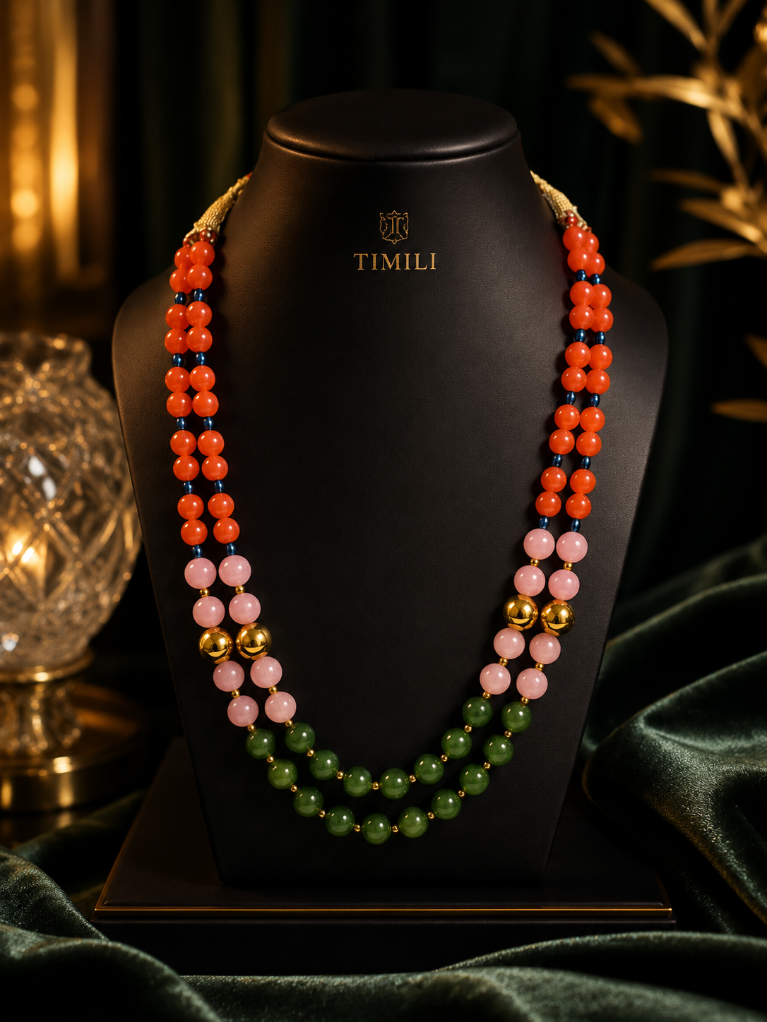 Luxury Multicolor Beaded Statement Necklace – Double Strand Fashion Jewelry