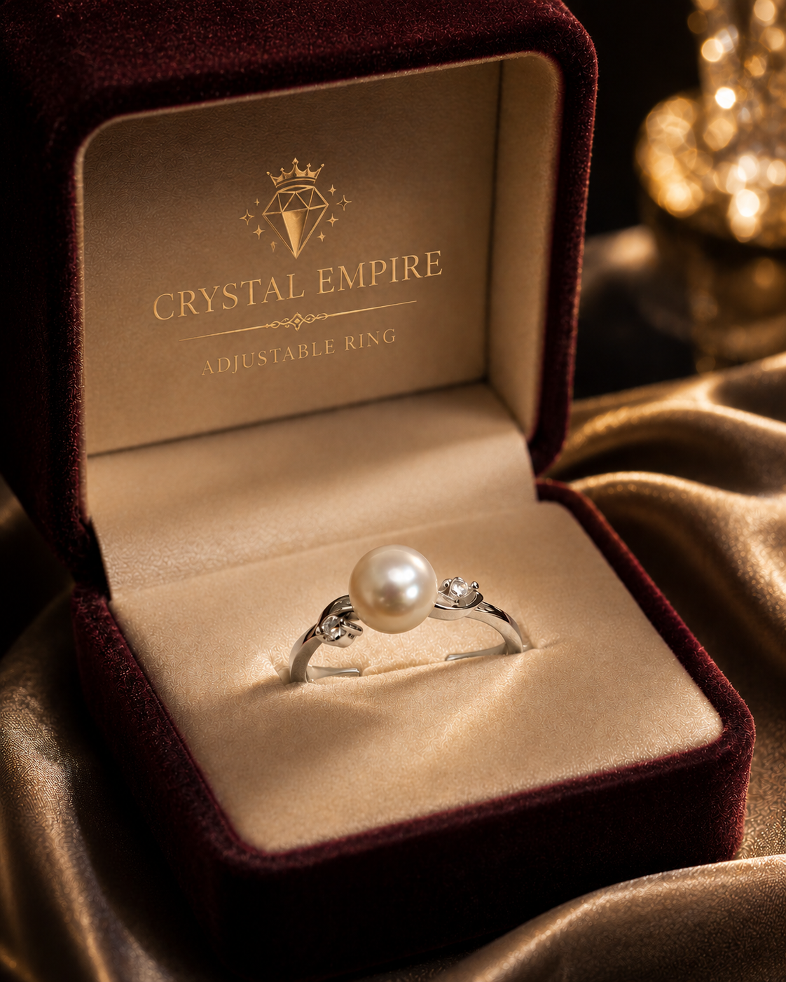 Natural Pearl Adjustable Ring for Women | Crystal Empire