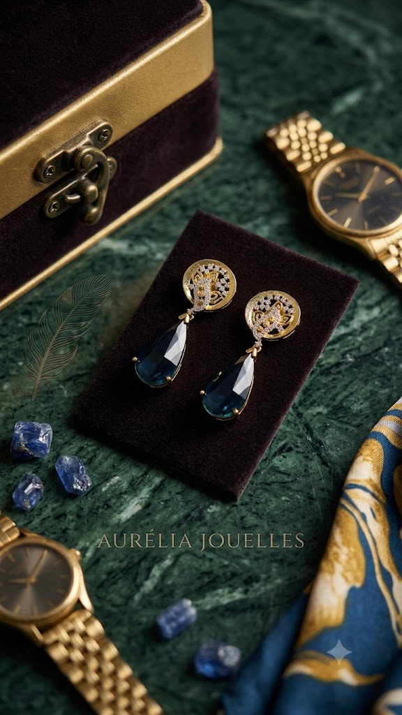 Designer Blue Teardrop Drop Earrings for Women | Gold Plated Party Wear Fashion Jewelry (BR250)