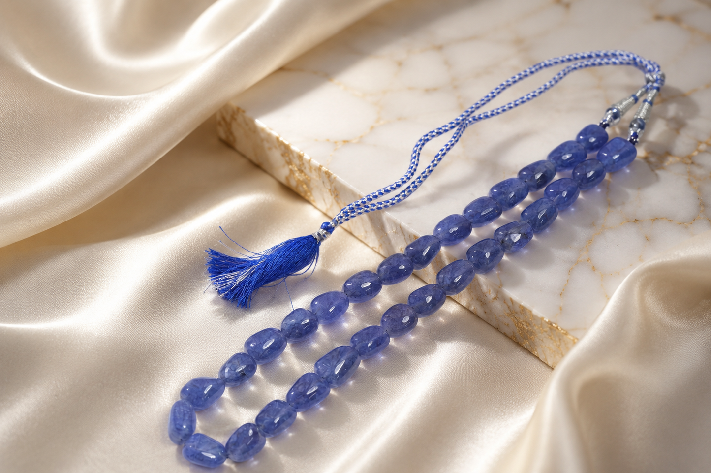 Blue Quartz Tumble Bead Necklace | Handmade Elegant Fashion Jewelry