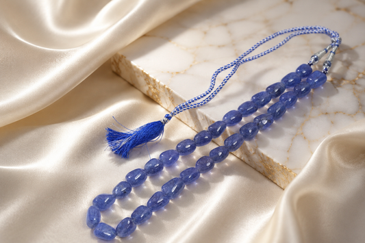 Blue Quartz Tumble Bead Necklace | Handmade Elegant Fashion Jewelry