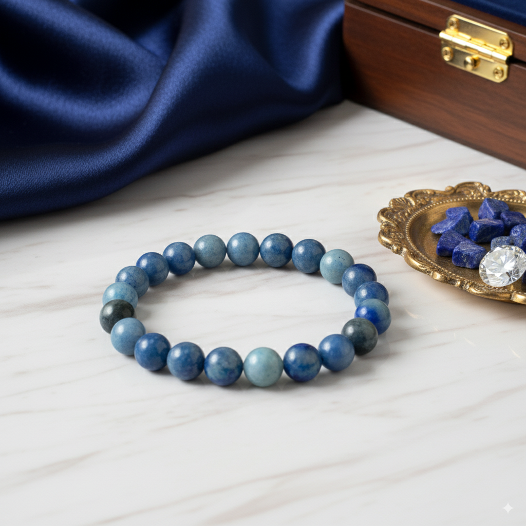 Blue Aventurine Crystal Bracelet | Healing Stone for Calm & Clarity | 8mm Adjustable